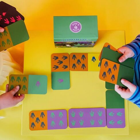 Floss & Rock Dino Kids Reversible Dominoes, Includes 28 Double Sided Cards, 5.9 Inch in Saudi Arabia