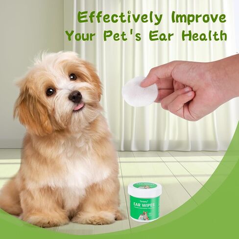 Tinioey Dog Ear Wipes for Dogs (150 Count) | Plant-Based Cat Dog Ear Cleaner Wipes Cleaning Solution to Remove Dirt and Ear Wax, Relieve Itching, Shaking Head & Inflammation in Saudi Arabia