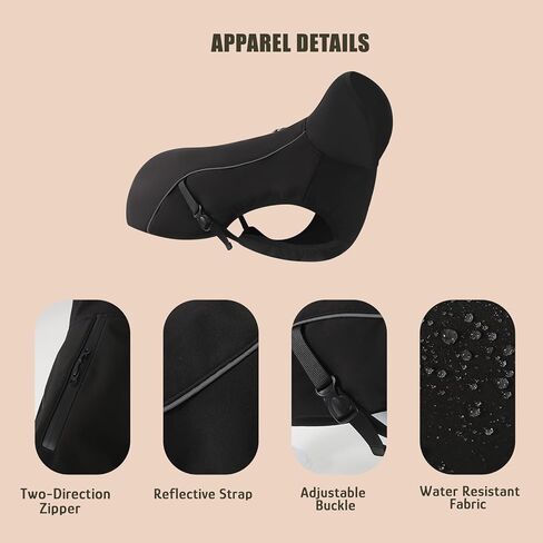 معطف سترة شتوية دافئة للكلاب، سترات للكلاب عاكسة للرياح ومضادة للماء، ملابس للطقس البارد والمشي لمسافات طويلة والسفر باللون الأسود L in Kuwait