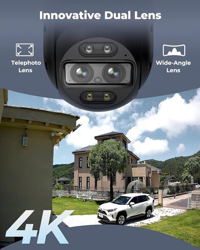 كاميرا REOLINK 4K سلكية واي فاي خارجية، كاميرا أمان بعدسة مزدوجة 8 ميجابكسل، 360 PTZ مع تتبع تلقائي، 2.4/5 جيجا هرتز واي فاي ذكي كشف الأشخاص/المركبات، تكبير هجين 6X، رؤية ليلية ملونة، TrackMix WiFi (متجدد) in Saudi Arabia