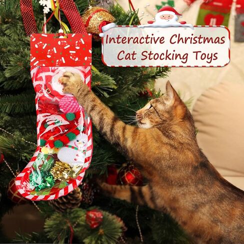 ألعاب قطط عيد الميلاد من Yeghujar، مجموعة ألعاب قطط عيد الميلاد مكونة من 12 قطعة مع ألعاب تصدر أصواتًا وكرات ودعابة للقطط in Kuwait