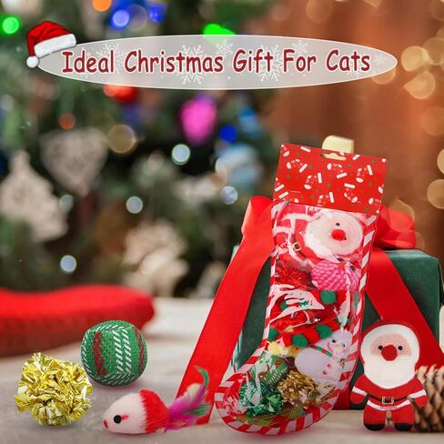 ألعاب قطط عيد الميلاد من Yeghujar، مجموعة ألعاب قطط عيد الميلاد مكونة من 12 قطعة مع ألعاب تصدر أصواتًا وكرات ودعابة للقطط in Kuwait
