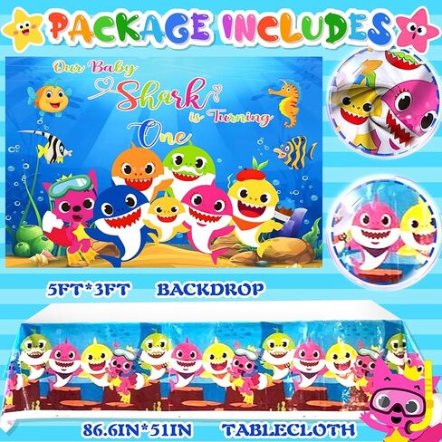 ديكورات عيد ميلاد بيبي شارك، بيبي شارك دو دو دو، ديكورات عيد الميلاد الأول من بيبي شارك، بالونات بيبي شارك، لافتة صور، أعلى الكعكة، خلفية بيبي شارك لزينة عيد الميلاد الأول للصبي. in Kuwait