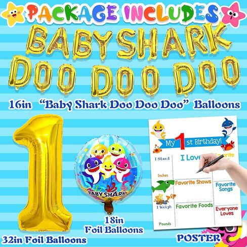 ديكورات عيد ميلاد بيبي شارك، بيبي شارك دو دو دو، ديكورات عيد الميلاد الأول من بيبي شارك، بالونات بيبي شارك، لافتة صور، أعلى الكعكة، خلفية بيبي شارك لزينة عيد الميلاد الأول للصبي. in Kuwait