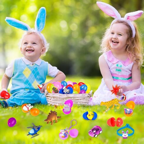 Easter Theme Party Favor Supplies for kids, 200PCS Prefilled Easter Eggs with Toys for Easter Eggs Hunt, Easter Basket Stuffers Fillers, Easter Eggs Bulk for School Easter Activities, Classroom Prizes in Kuwait