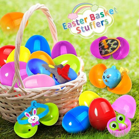 Easter Theme Party Favor Supplies for kids, 200PCS Prefilled Easter Eggs with Toys for Easter Eggs Hunt, Easter Basket Stuffers Fillers, Easter Eggs Bulk for School Easter Activities, Classroom Prizes in Kuwait