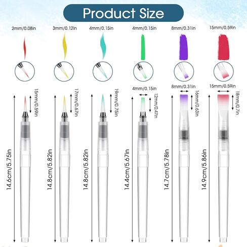 6 Pcs Watercolor Brush Pens Water Brush Pens for Watercolor, Watercolor Paint Pens, Refillable Watercolor Brush Pens, Water Paint Brush, Water Brushes for Watercolor Paint Pens for Markers in Kuwait
