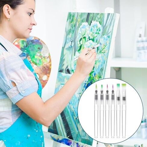 6 Pcs Watercolor Brush Pens Water Brush Pens for Watercolor, Watercolor Paint Pens, Refillable Watercolor Brush Pens, Water Paint Brush, Water Brushes for Watercolor Paint Pens for Markers in Kuwait