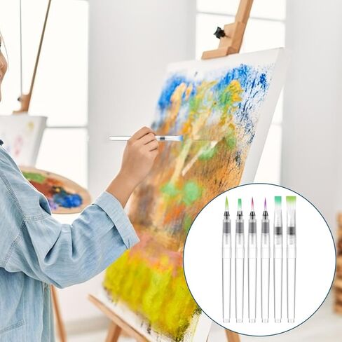 6 Pcs Watercolor Brush Pens Water Brush Pens for Watercolor, Watercolor Paint Pens, Refillable Watercolor Brush Pens, Water Paint Brush, Water Brushes for Watercolor Paint Pens for Markers in Kuwait