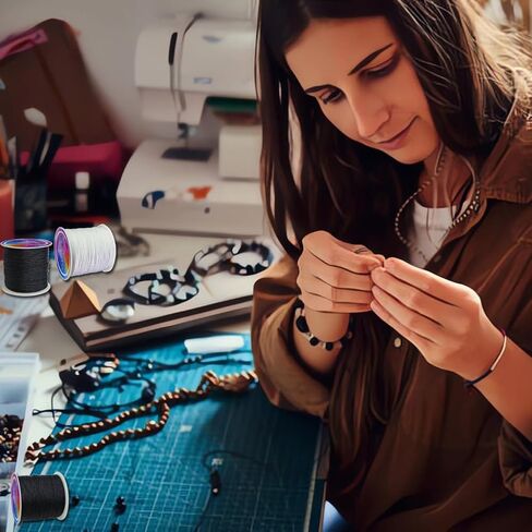 Ewparts سلسلة سوار لصنع السوار أسود + أبيض 2 لفة 1 مم 218 ياردة سلك نايلون أسود لحرف سوار الصداقة المكسيكية، الديكور، القلائد، مكرامية، صناعة المجوهرات 1 مم سلك خشخشة من الساتان in Kuwait