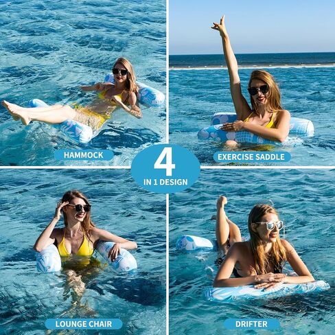 Pool Floats - 2 Pack Pool Floats Adult Size 4-in-1 Pool Floaties Hammock, Swimming Pool Water Hammock Lounge, Thick PVC Material in Kuwait