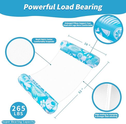 Pool Floats - 2 Pack Pool Floats Adult Size 4-in-1 Pool Floaties Hammock, Swimming Pool Water Hammock Lounge, Thick PVC Material in Kuwait