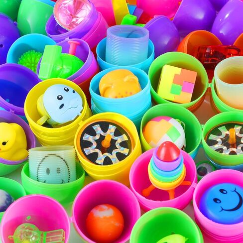 100 بيضة عيد الفصح مع ألعاب داخل الألعاب لبيض عيد الفصح المملوء، بيض عيد الفصح البلاستيكي مقاس 2.5 بوصة لحشو سلة عيد الفصح، حشو صيد بيض عيد الفصح، هدايا حفلات عيد الفصح للأطفال الصغار الأولاد والبنات in Kuwait