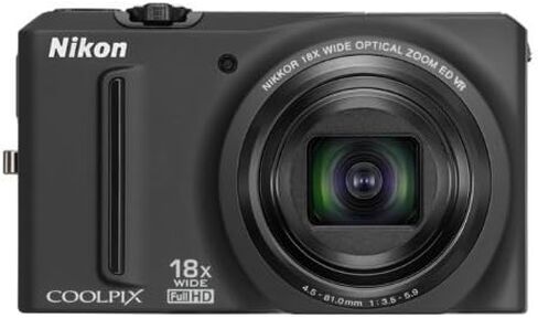 كاميرا Nikon COOLPIX S9100 12.1 ميجابكسل CMOS الرقمية مع عدسة تكبير بصري واسعة الزاوية 18x NIKKOR ED وفيديو عالي الدقة 1080 بكسل (أسود) (النموذج القديم) (متجدد) in Saudi Arabia