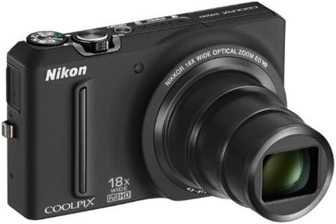 كاميرا Nikon COOLPIX S9100 12.1 ميجابكسل CMOS الرقمية مع عدسة تكبير بصري واسعة الزاوية 18x NIKKOR ED وفيديو عالي الدقة 1080 بكسل (أسود) (النموذج القديم) (متجدد) in Saudi Arabia