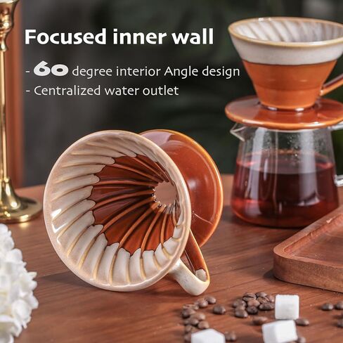 Aroplor 01 Ceramic Coffee Dripper Filter Pour Over Coffee Dripper Portable Hand Drip Cone Coffee Maker Set For Home Baristas in Kuwait