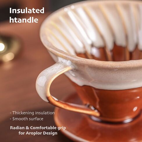 Aroplor 01 Ceramic Coffee Dripper Filter Pour Over Coffee Dripper Portable Hand Drip Cone Coffee Maker Set For Home Baristas in Kuwait