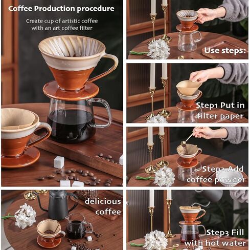 Aroplor 01 Ceramic Coffee Dripper Filter Pour Over Coffee Dripper Portable Hand Drip Cone Coffee Maker Set For Home Baristas in Kuwait