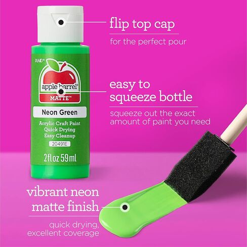 PROMOABN22 نيون، مجموعة مكونة من 13 قطعة يمكنك صنعها بنفسك تتميز بـ 7 ألوان، و2 سدادات أكريليك مود بودج و4 فرش إسفنجية، متعددة وصغيرة in Kuwait