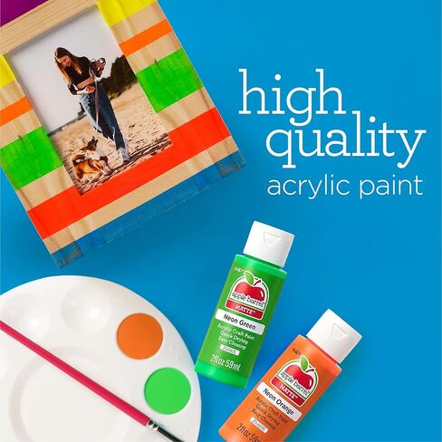 PROMOABN22 نيون، مجموعة مكونة من 13 قطعة يمكنك صنعها بنفسك تتميز بـ 7 ألوان، و2 سدادات أكريليك مود بودج و4 فرش إسفنجية، متعددة وصغيرة in Kuwait