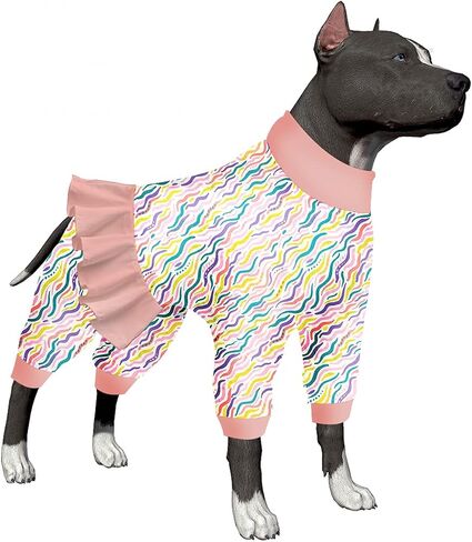LovinPet Big Dog Onesie - High Collar Cotton Dog Bodysuit, Desert Streams Coastal Print, Large Dog Pajamas, Undershirt for Dog Dresses,3XL in Saudi Arabia
