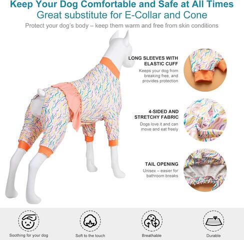 LovinPet Big Dog Onesie - High Collar Cotton Dog Bodysuit, Desert Streams Coastal Print, Large Dog Pajamas, Undershirt for Dog Dresses,3XL in Saudi Arabia