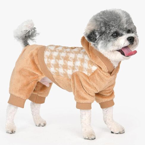 Puppia Cagnie Winter Jumpsuit Warm Cozy Fashionable for Small Dogs, Beige, Large in Saudi Arabia