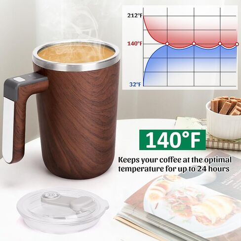 جهاز تسخين كوب القهوة، كوب قهوة مُسخن للتحكم في درجة الحرارة، سخان قهوة/شاي 13 أونصة حتى 140 درجة فهرنهايت مع التحريك الذاتي المغناطيسي in Kuwait