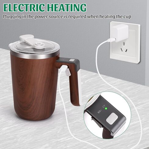 جهاز تسخين كوب القهوة، كوب قهوة مُسخن للتحكم في درجة الحرارة، سخان قهوة/شاي 13 أونصة حتى 140 درجة فهرنهايت مع التحريك الذاتي المغناطيسي in Kuwait