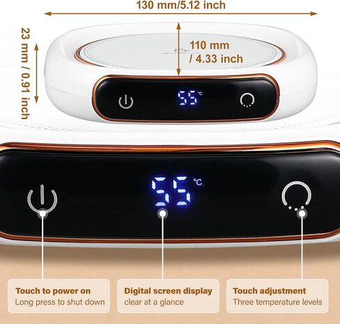 2 Pack Smart Mug Warmers for Desk Electric Coffee Mug Warmers Candle Heater with 3 Temperature Settings 25W Beverage Thermostatic Warmer 8h Auto Shut Off, 55℃, 65℃, 75℃ in Saudi Arabia