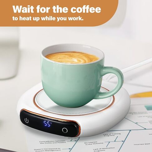 2 Pack Smart Mug Warmers for Desk Electric Coffee Mug Warmers Candle Heater with 3 Temperature Settings 25W Beverage Thermostatic Warmer 8h Auto Shut Off, 55℃, 65℃, 75℃ in Saudi Arabia
