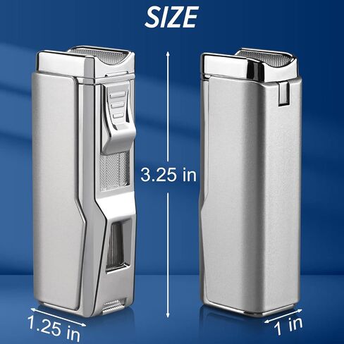 Torch Lighter, 4 Jet Flame Lighter Refillable Butane Windproof Lighter Gift for Men Women (Mahogany, Without Gas) in Kuwait