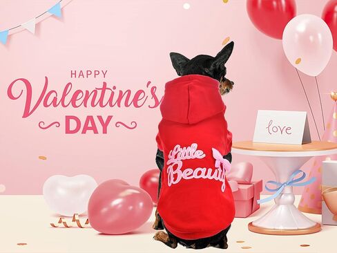 قطعتان من سترة بغطاء للرأس للكلاب، ملابس للحيوانات الأليفة باللون الوردي والأحمر، سترة بقلنسوة للكلاب مع فتحة للحزام، سترة صغيرة جميلة للحيوانات الأليفة لعيد الحب وعيد الميلاد للسلالات الصغيرة والمتوسطة مقاس L in Kuwait