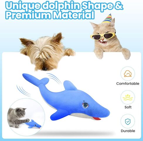 ألعاب Aucenix المرنة للقطط النعناع البري، لعبة القطط الكهربائية التفاعلية المرفرفة لمضغ القطط في الأماكن المغلقة، لعبة ركل الأسماك المتحركة واقعية مع شاحن USB، محاكاة الذيل الذي يهز تلقائيًا (دولفين) in Kuwait