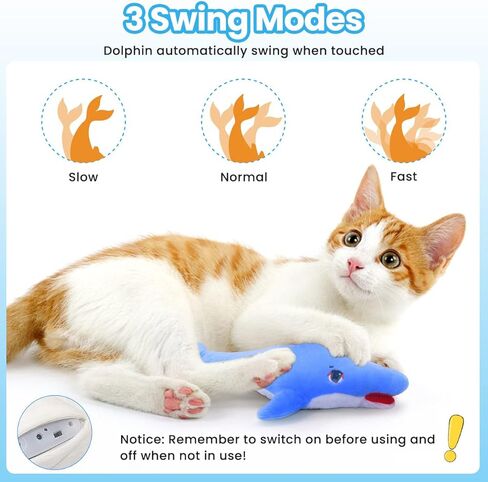 ألعاب Aucenix المرنة للقطط النعناع البري، لعبة القطط الكهربائية التفاعلية المرفرفة لمضغ القطط في الأماكن المغلقة، لعبة ركل الأسماك المتحركة واقعية مع شاحن USB، محاكاة الذيل الذي يهز تلقائيًا (دولفين) in Kuwait