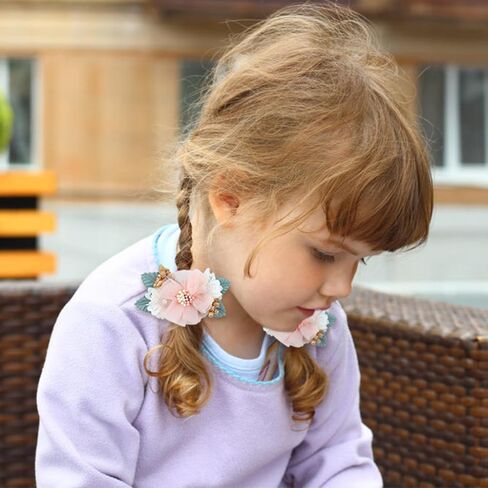 8 Pack Decorative Pearl Flower Hair Ties Rubber Bands Elastics Stretchy Floral Hair Scrunchies Pigtail Ponytail Holders for Baby Girls Infants Toddlers Kids Teens in Saudi Arabia