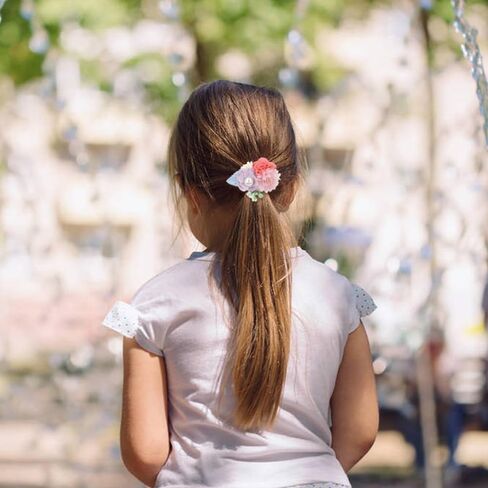 8 Pack Decorative Pearl Flower Hair Ties Rubber Bands Elastics Stretchy Floral Hair Scrunchies Pigtail Ponytail Holders for Baby Girls Infants Toddlers Kids Teens in Saudi Arabia