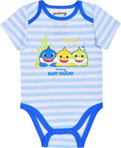 بدلة قصيرة الأكمام للأولاد من Nickelodeon Baby Shark مكونة من 3 قطع لحديثي الولادة والرضع - أزرق/أصفر in Saudi Arabia