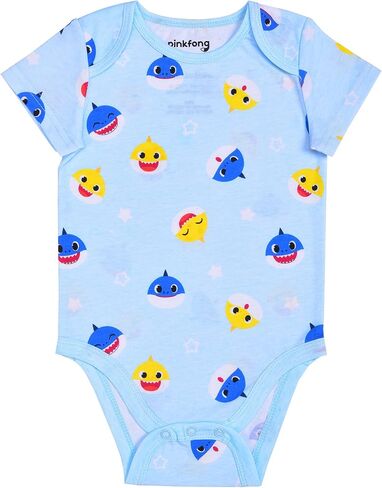 بدلة قصيرة الأكمام للأولاد من Nickelodeon Baby Shark مكونة من 3 قطع لحديثي الولادة والرضع - أزرق/أصفر in Saudi Arabia