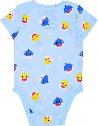 بدلة قصيرة الأكمام للأولاد من Nickelodeon Baby Shark مكونة من 3 قطع لحديثي الولادة والرضع - أزرق/أصفر in Saudi Arabia