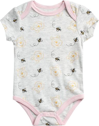 Disney Baby Girls Minnie Mouse & Winnie the Pooh 6 Pack Short Sleeve Bodysuits (Newborn, 0-9 Months) in Saudi Arabia
