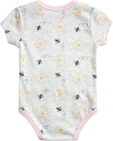 Disney Baby Girls Minnie Mouse & Winnie the Pooh 6 Pack Short Sleeve Bodysuits (Newborn, 0-9 Months) in Saudi Arabia