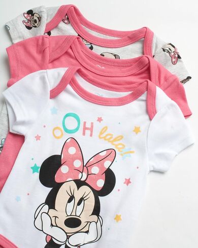 Disney Baby Girls Minnie Mouse & Winnie the Pooh 6 Pack Short Sleeve Bodysuits (Newborn, 0-9 Months) in Saudi Arabia