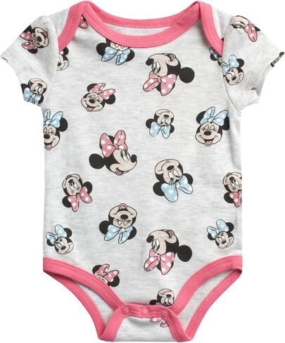 Disney Baby Girls Minnie Mouse & Winnie the Pooh 6 Pack Short Sleeve Bodysuits (Newborn, 0-9 Months) in Saudi Arabia