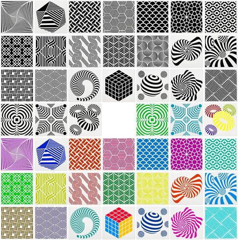 Dicunoy 48 PCS Stencils for Painting on Wood, 6" Geometric Patterns Stencils for Painting on Canvas, Wall, Furniture, Layering Stencils for Crafts, DIY, Art in Saudi Arabia