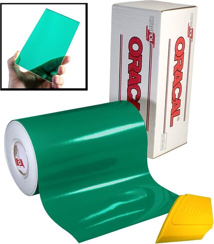 ORAFOL ORACAL 8300 أخضر شفاف 12 بوصة × 24 بوصة بكرة فينيل ملونة لتلوين النوافذ من أجل Cricut والصورة الظلية والنقش بما في ذلك ممسحة التفاصيل الصفراء الصلبة (عبوة من قطعتين) in Saudi Arabia