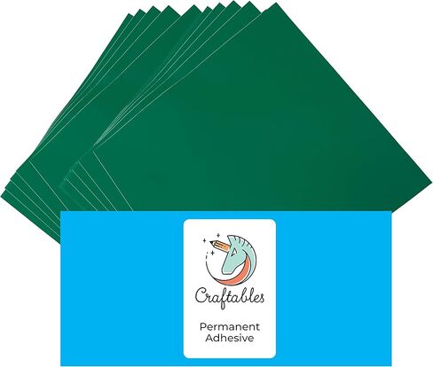 صفائح الفينيل الخضراء القابلة للتصنيع - دائمة، لاصقة، لامعة ومقاومة للماء | (10) أوراق مقاس 30.48 سم × 30.48 سم - للحرف اليدوية، والكريكت، والصورة الظلية، والتعبيرات، والنقش، واللافتات in Kuwait