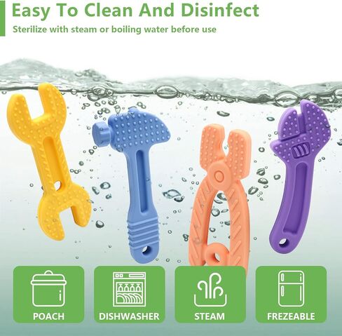 حلقات تسنين من السيليكون للأطفال، حلقات تسنين بالفريزر للأطفال، ألعاب تسنين من السيليكون للأطفال، ألعاب مضغ للأطفال لتخفيف آلام التسنين، ألعاب حسية للأطفال، ألعاب تسنين مجمدة للأطفال - 4 عبوات in Kuwait