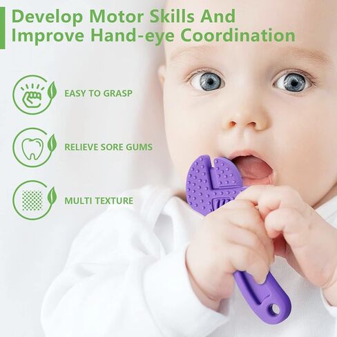 حلقات تسنين من السيليكون للأطفال، حلقات تسنين بالفريزر للأطفال، ألعاب تسنين من السيليكون للأطفال، ألعاب مضغ للأطفال لتخفيف آلام التسنين، ألعاب حسية للأطفال، ألعاب تسنين مجمدة للأطفال - 4 عبوات in Kuwait