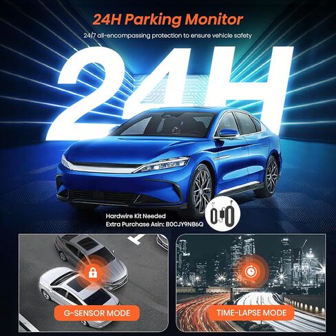 N6 Dash Cam أمامية وخلفية، واي فاي مدمج GPS 4K+1080P كاميرا داش مزدوجة للسيارات، شاشة لمس IPS 3 بوصة، زاوية واسعة 170 درجة، رؤية ليلية، شاشة وقوف السيارات 24 ساعة، مستشعر الجاذبية، تسجيل حلقي in Kuwait